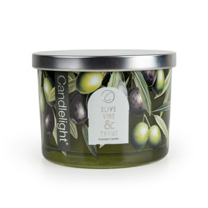 Glass Candle With Metal Lid Olive Vine & Thyme - 5% Groves Of Corsica Scent
