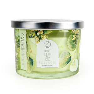 Glass Candle With Metal Lid Mint Leaf & Eucalyptus - 5% Relaxing Eucalyptus Scen