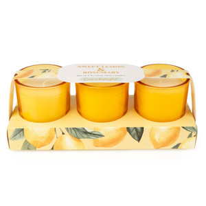 Set Of 3 Votive Candles Sweet Lemon & Rosemary  - 5% Zesty Lemon Scent