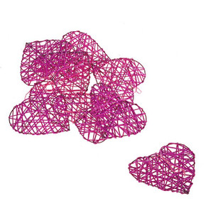 Rattan Hearts Fuchsia 10Cm
