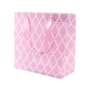 Pink Cross Hatch PVC Flower Bag  (TD26.8x10cm H23/43cm B23x10cm) (10/100)