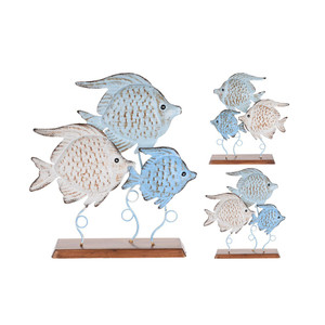 Fish Deco On Base 2Ass Metal