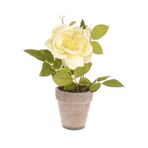 Artificial Rose Open Potted Cream 22 cm 