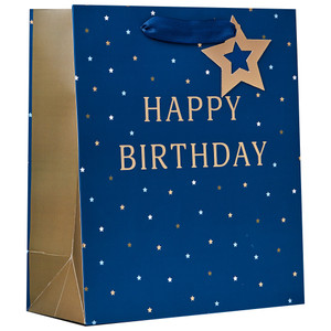 Happy Birthday Blue Medium Bag