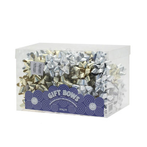 Metallic Silver / Gold Embossed Mini Star Bows (x60)