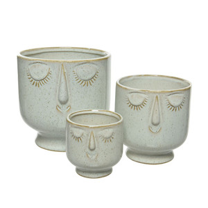 Planter Face Set Of 3 Off White
