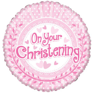 18" On Your christening girl Foil Balloon