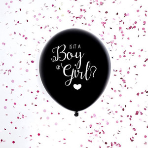 Oh Baby Gender Reveal Black Balloon Pink Confetti from Country Baskets