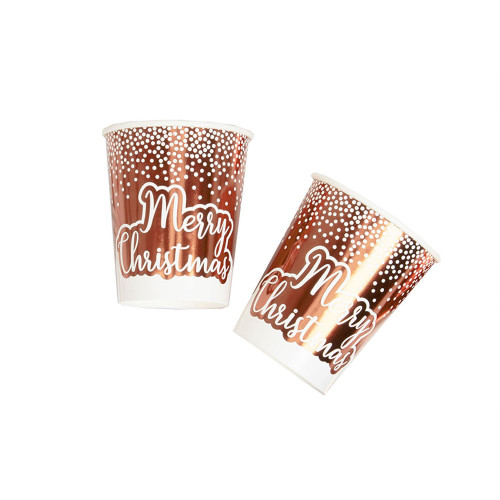 PK8 Merry Christmas Cups Rose Gold Dots from Country Baskets