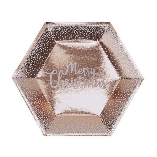 Merry Christmas Plates Rose Gold Large 8 Pack from Country Baskets