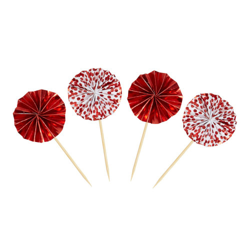 Pinwheel Food Picks Red Foil Pk8 from Country Baskets