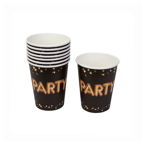 Black And Gold Party Cups Pk8 from Country Baskets