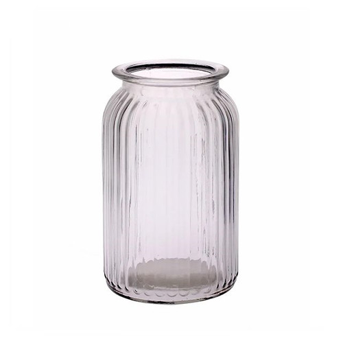 Ribbed Glass Vase 18.5 cm