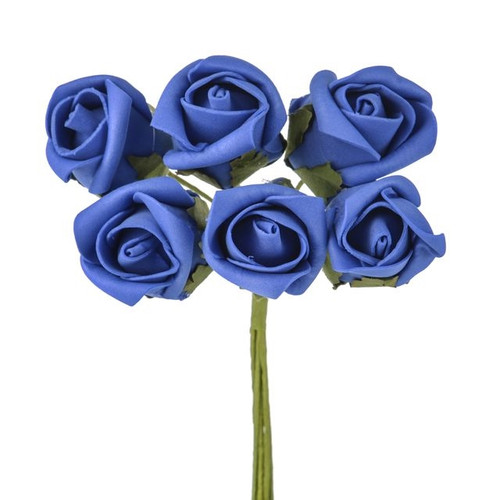 Foam Rosebuds 6 Heads Royal Blue 18 cm