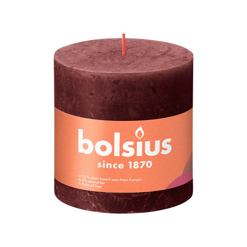 Bolsius Rustic Shine Pillar Candle 100 x 100 - Velvet Red