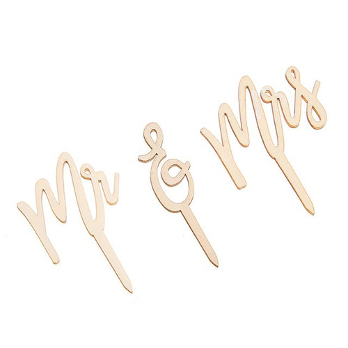 Mr & Mrs Cake Topper Natural