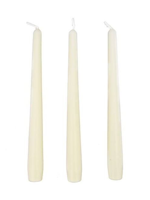 Pack of 10 Ivory Taper Candles 25 x 2.3 cm