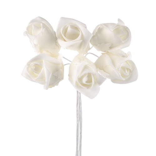 Foam Rosebuds White 18 cm Bunch of 6