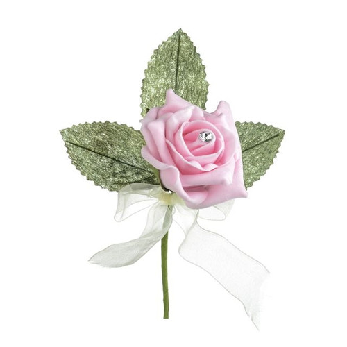 Rose Diamante Corsage Baby Pink