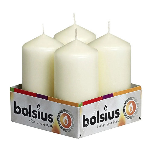 Bolsius Pillar candles Ivory, tray  4, 100/48 mm