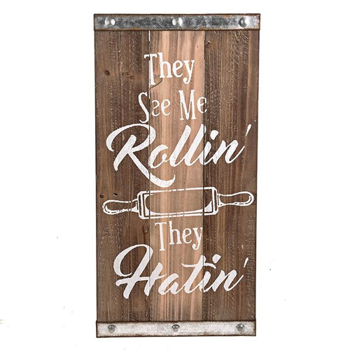Lyric Plaque Wood and Metal Rolling Pin