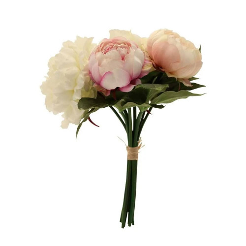 Peony Bouquet x 5 Cream and Pink from Country Baskets