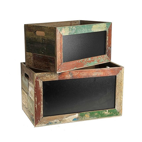 Wooden Chalkboard Crates Set of 2