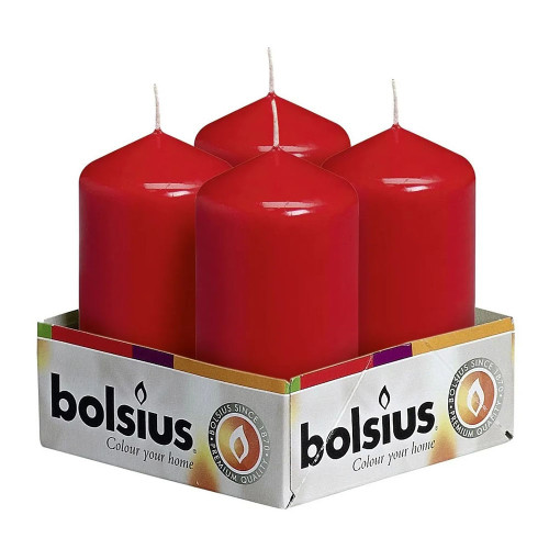 Bolsius Pillar candles Red, tray  4, 100/48 mm