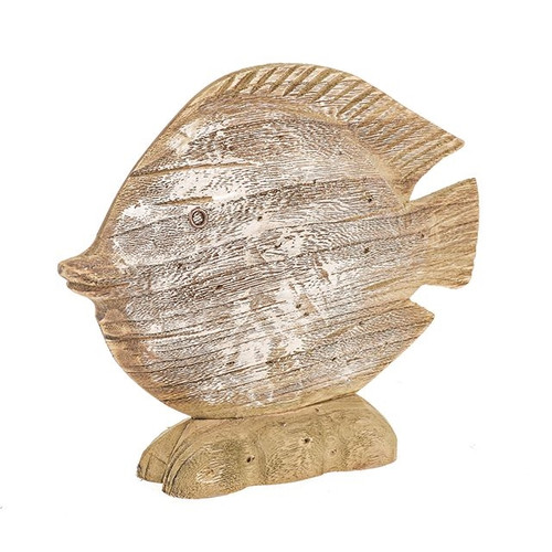 Ocean Wood Angel Fish Nat White from Country Baskets