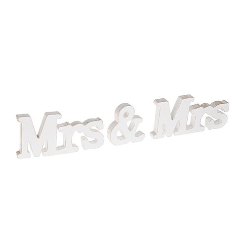 Mrs&Mrs Standing White Washed Wooden Letters