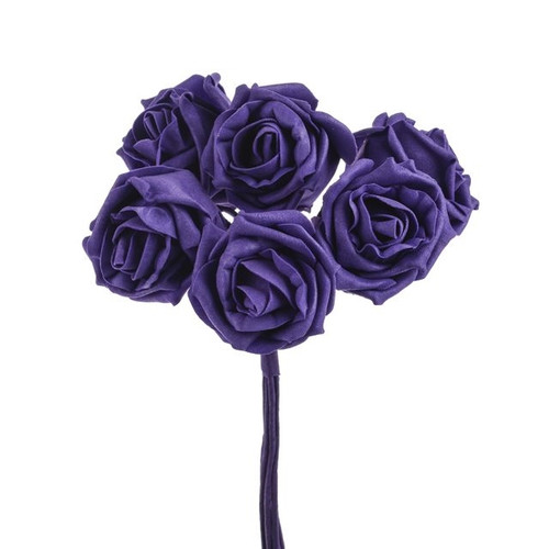 Foam Roses Purple 17 cm Bunch of 6 from Country Baskets