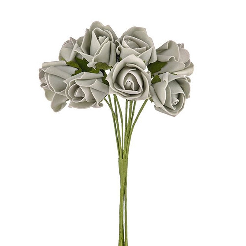 Foam Rosebud Silver x8