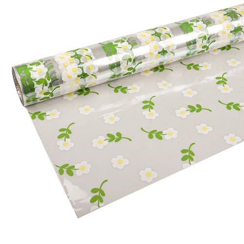 Cellophane Print Daisy Time White 80cm 100m from Country Baskets