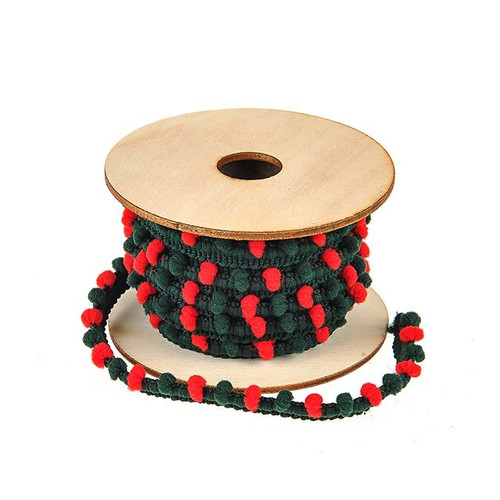 Pom Pom On Roll Red & Green 5 m from Country Baskets