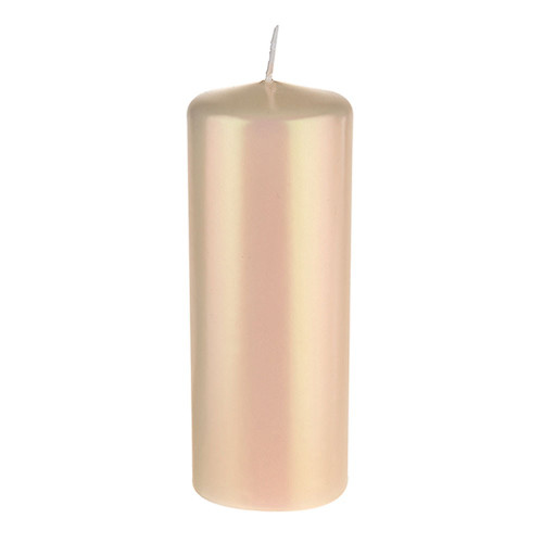 Candle Pillar Iridescent Cream 15 cm