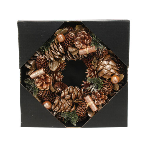 30cm Russet Sparkle Cone wreath from Country Baskets