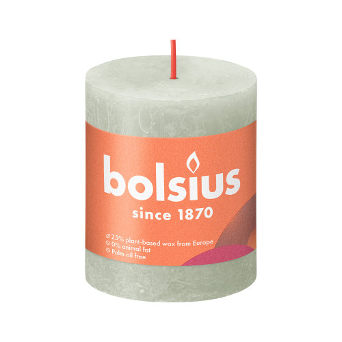 Bolsius Rustic Shine Pillar Candle 80 x 68 - Foggy green
