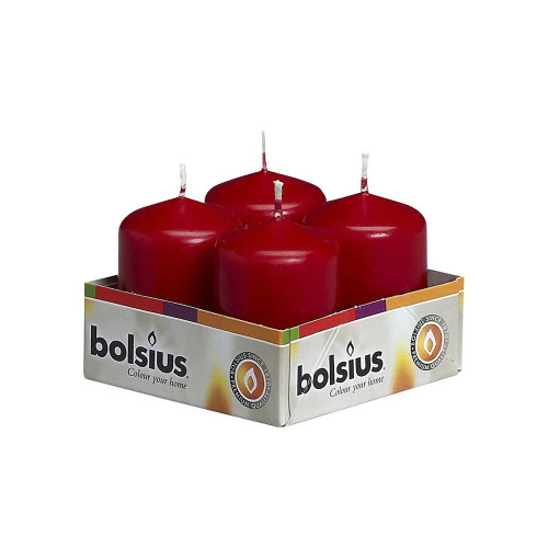 Bolsius Pillar candles Wine Red, tray 4, 60/40 mm from Country Baskets