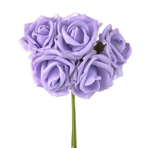 Foam Rose Buds Lilac 5 Bunch 20 cm