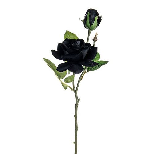 Rose Bud Spray Black 45 cm