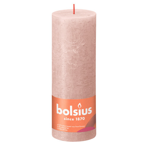 Bolsius Rustic Shine Pillar Candle 190 x 68 - Misty Pink