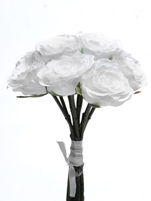 Artificial Short Stem Rose Bundle White 40 cm