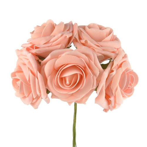 Artificial Rose Bunch Peach 10 cm