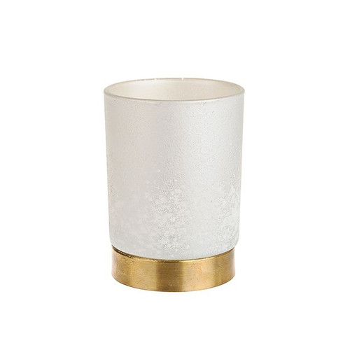 Frosted Tealight Holder Golden Base 12 cm