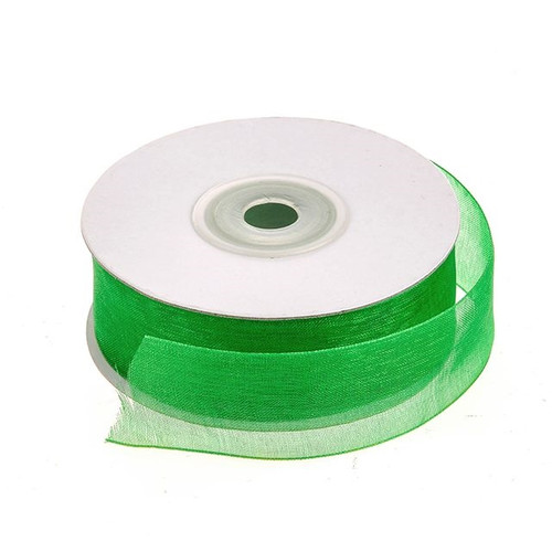 Organza Ribbon Green 25 mm x 25 m from Country Baskets