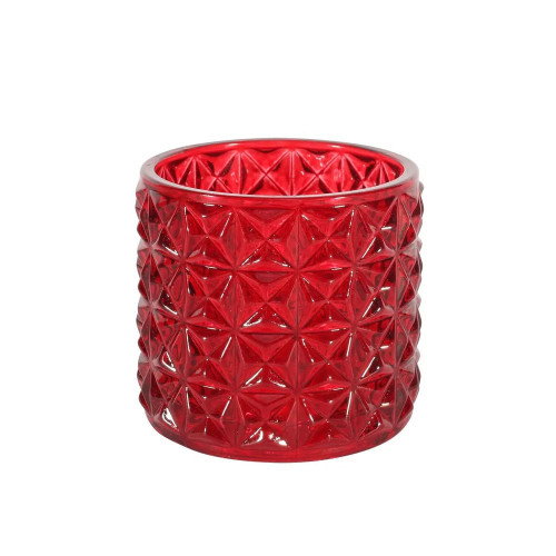 Red Geometric Cylinder Votive Candle Holder