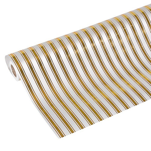 Fabric Roll Metallic Stripes Gold And White from Country Baskets