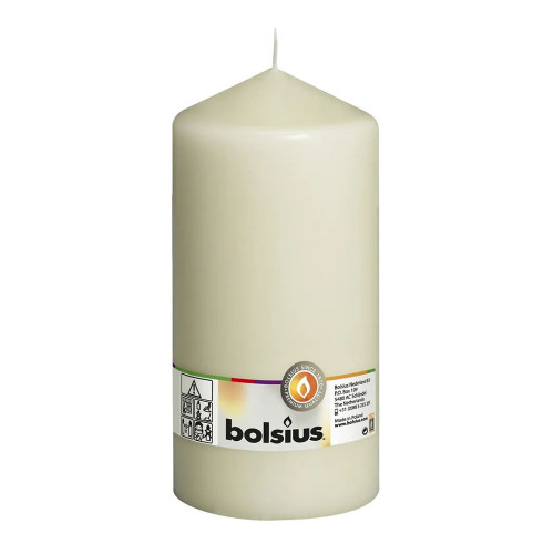 Bolsius Pillar candle Ivory, single in cello (200 mm x 98 mm)