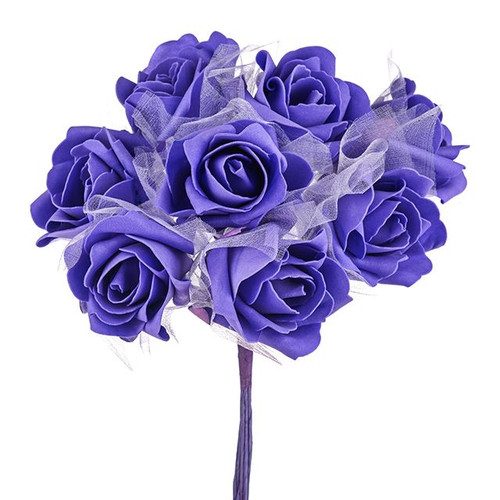 Foam Roses With Tulle Lavender 6.5 cm