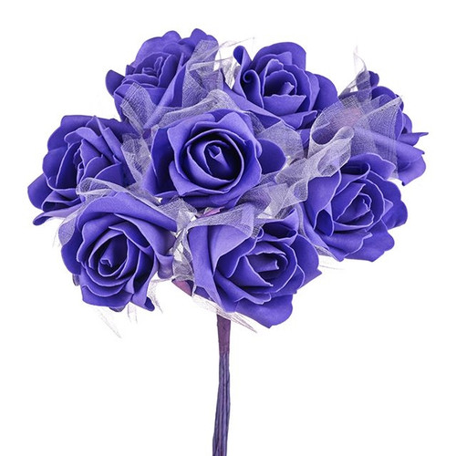 Foam Roses With Tulle Lavender 6.5 cm from Country Baskets
